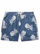 Hartford - Straight-Leg Mid-Length Printed Recycled Swim Shorts - Blue