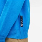 Gucci Men's Logo Tab Turtle Neck Knit Jumper in Sky Blue