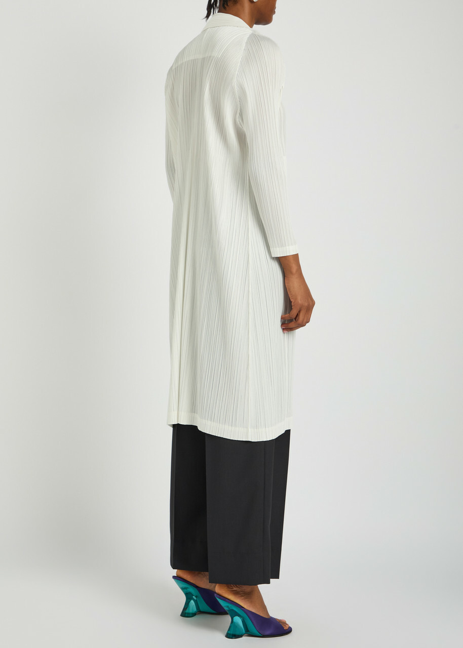 Pleats Please Issey Miyake Pleated Coat White