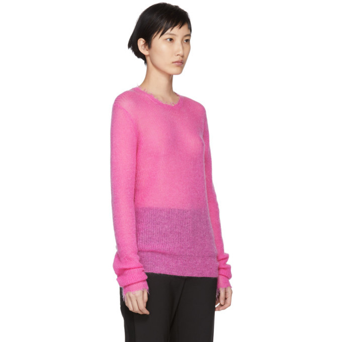 Helmut Lang Pink Feather Weight Mohair Crewneck Sweater Helmut Lang