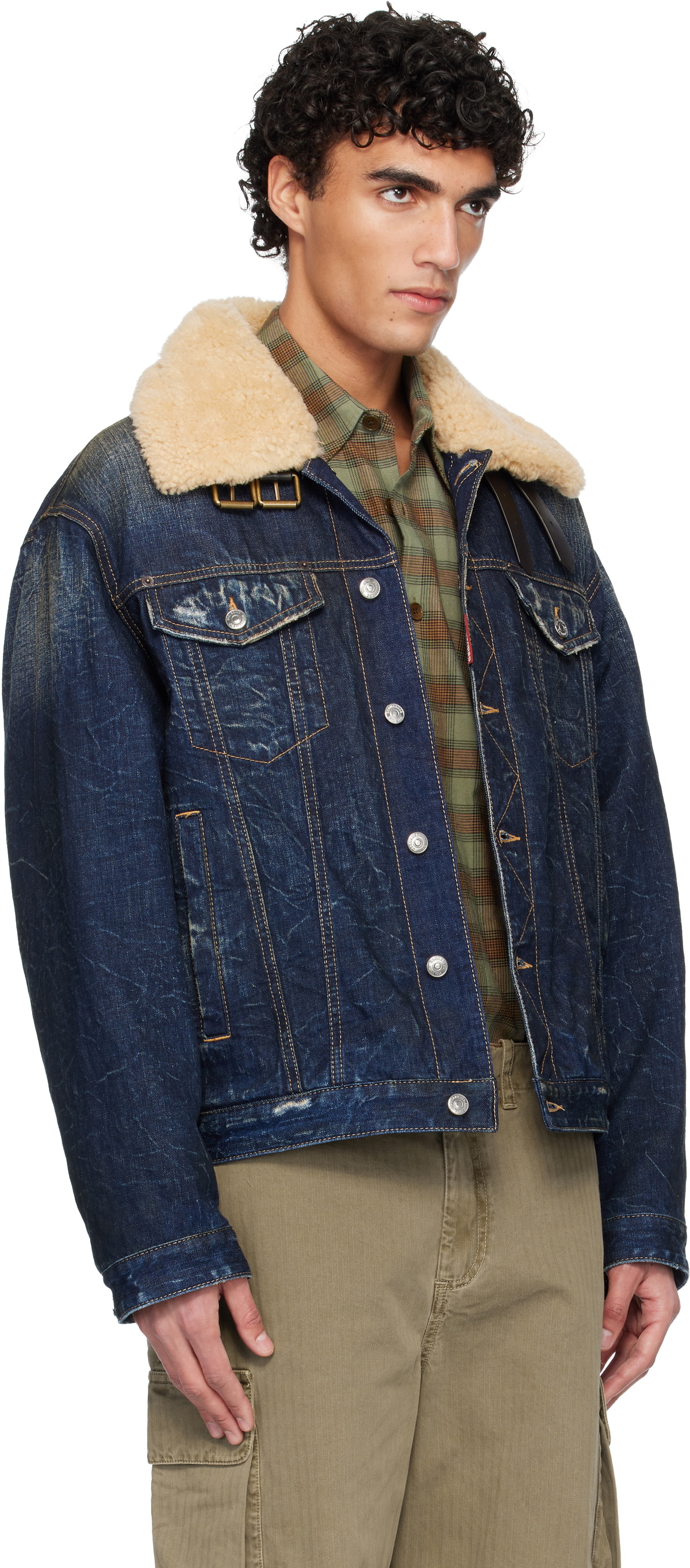 Dsquared2 Navy Aviator Denim Jacket