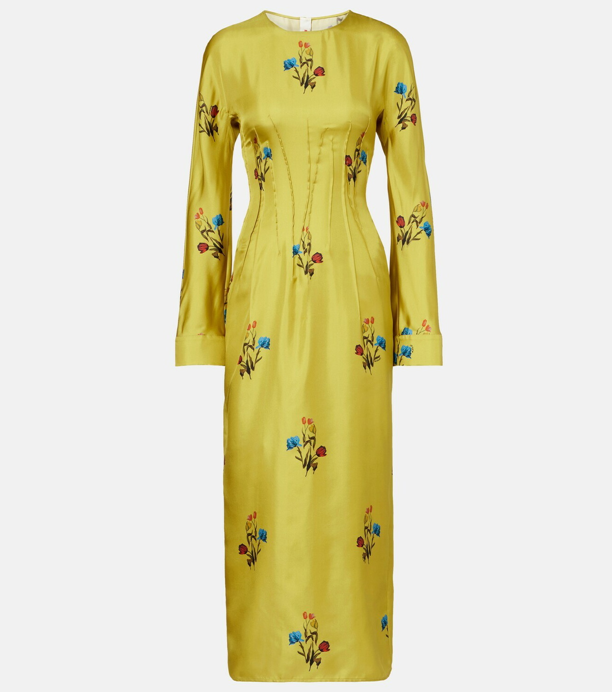 Marni Floral silk midi dress