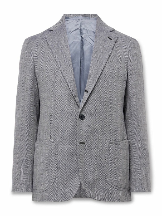 Photo: J. Mueser - Waverly Herringbone Linen and Wool-Blend Blazer - Blue