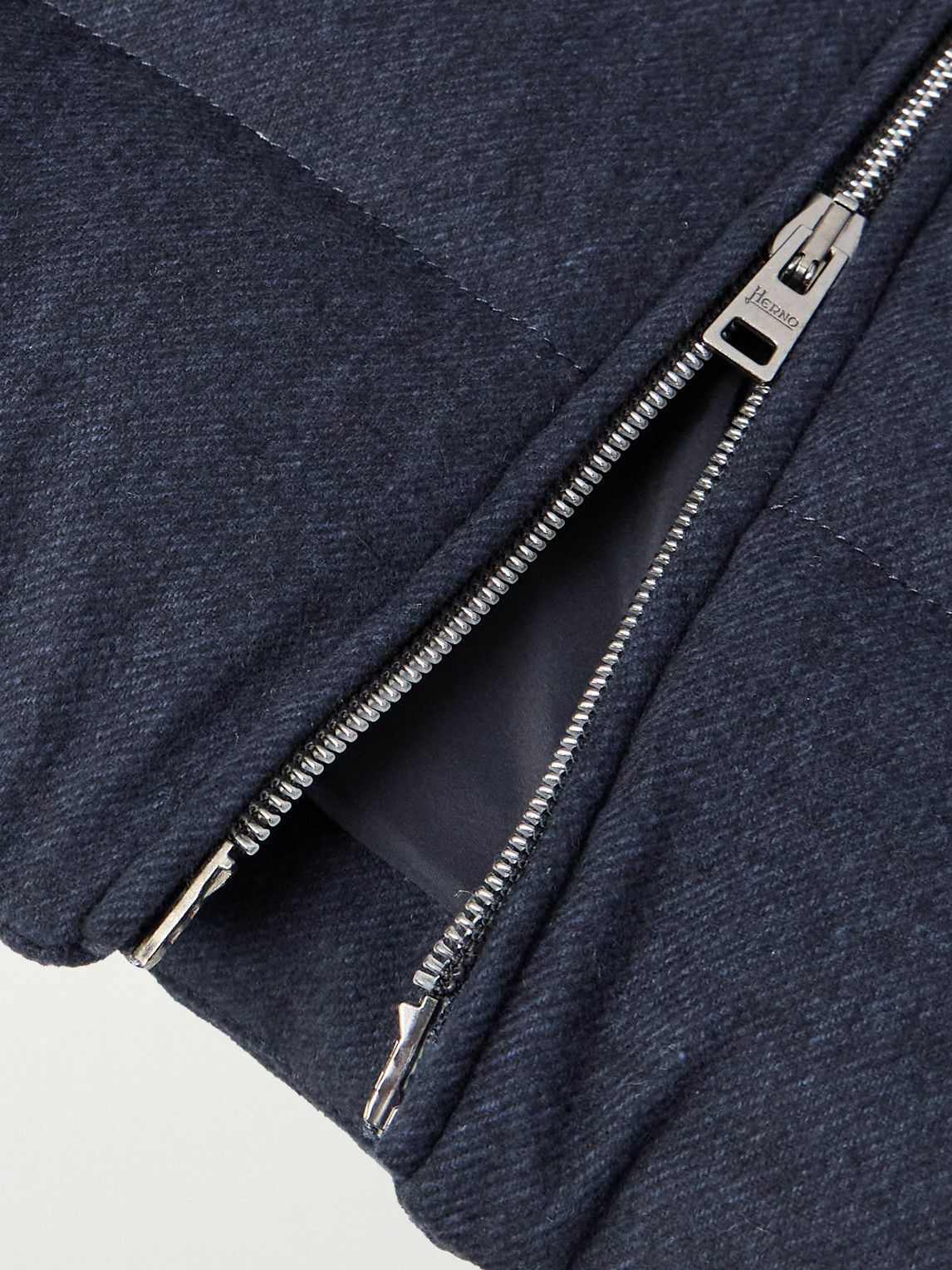 Herno - Suede-Trimmed Quilted Silk and Cashmere-Blend Twill Down Gilet - Blue