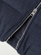 Herno - Suede-Trimmed Quilted Silk and Cashmere-Blend Twill Down Gilet - Blue