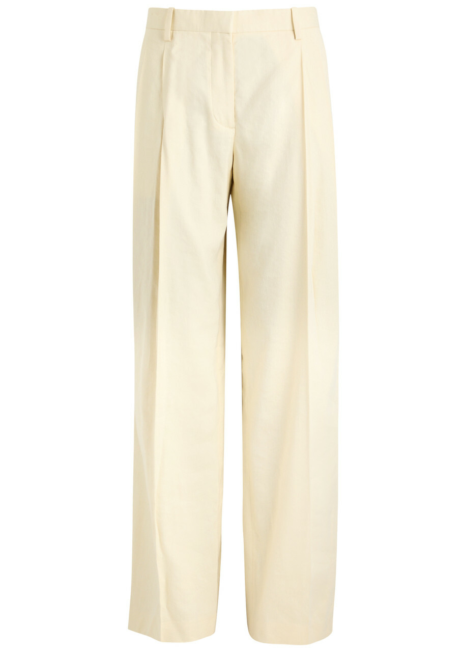 Helmut Lang Wide-leg Linen-blend Trousers Off White Helmut Lang