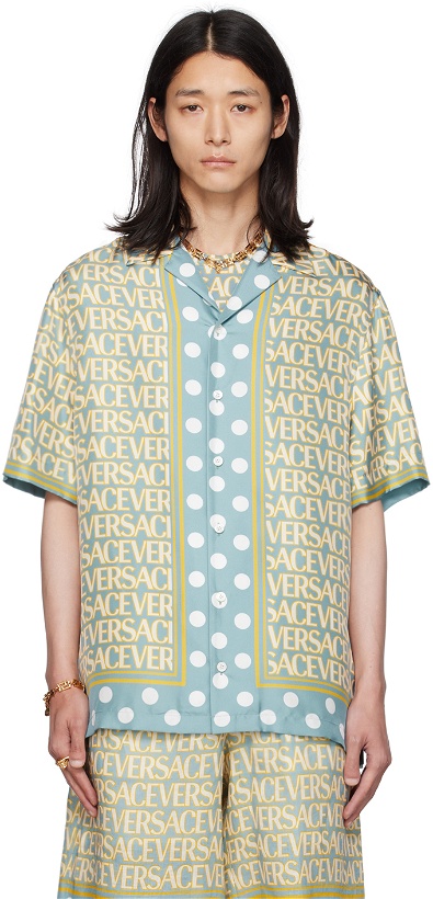Photo: Versace Blue & Yellow Allover Shirt