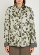 Forte_forte Floral-jacquard Bouclé Jacket White And Green