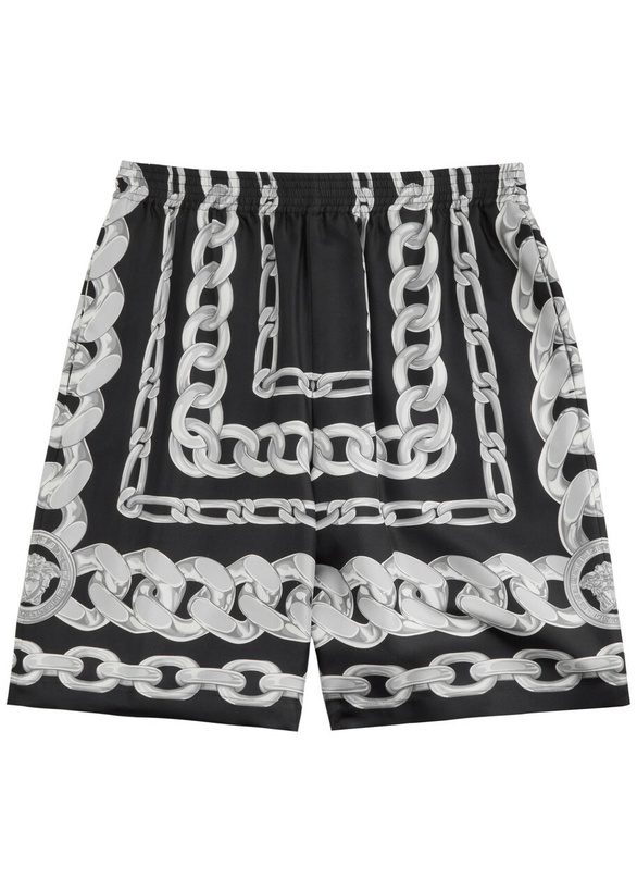 Photo: Versace Medusa Chains Silk-twill Shorts Black