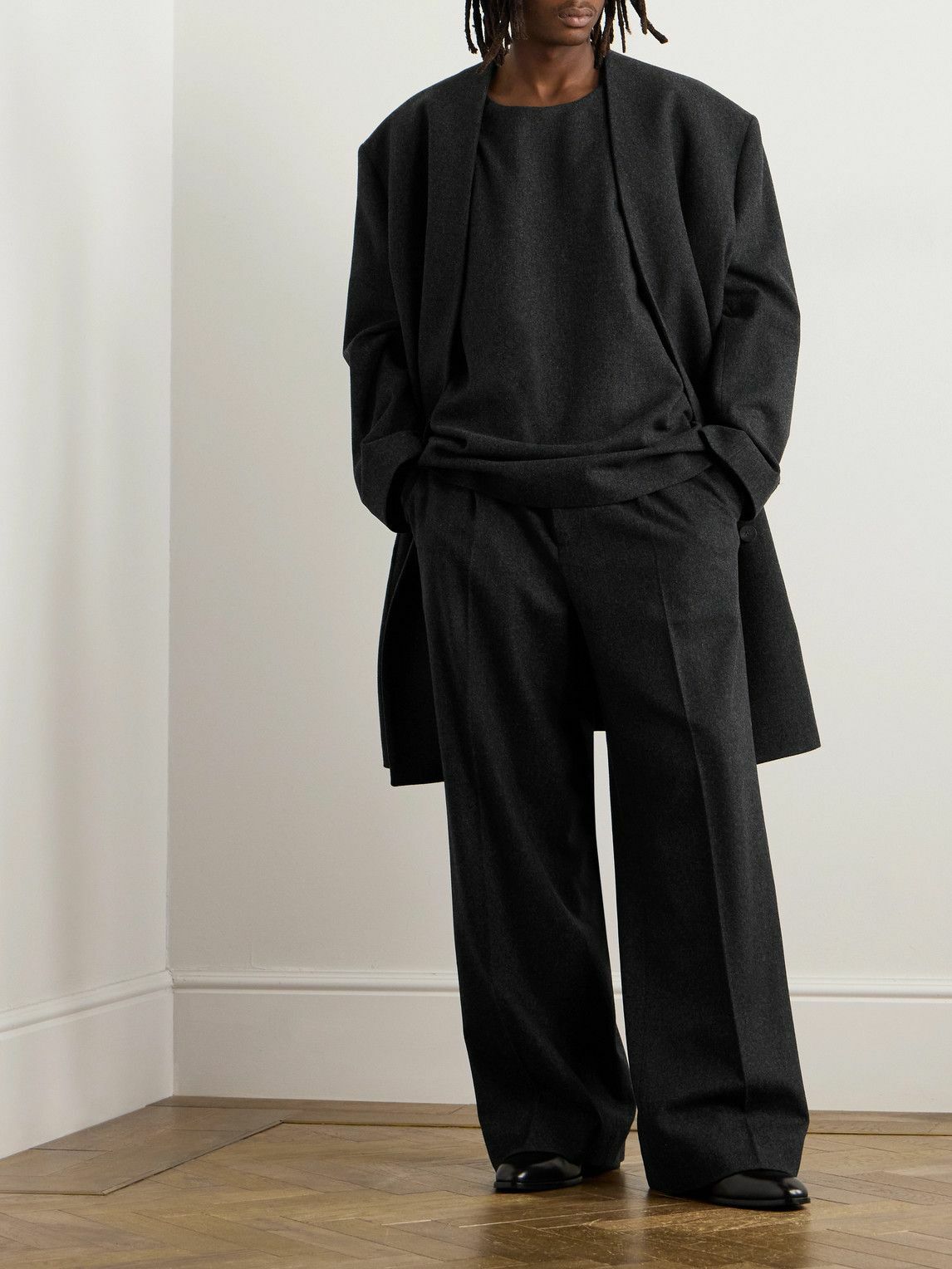 Fear of God - Wide-Leg Pleated Virgin Wool-Blend Flannel Trousers