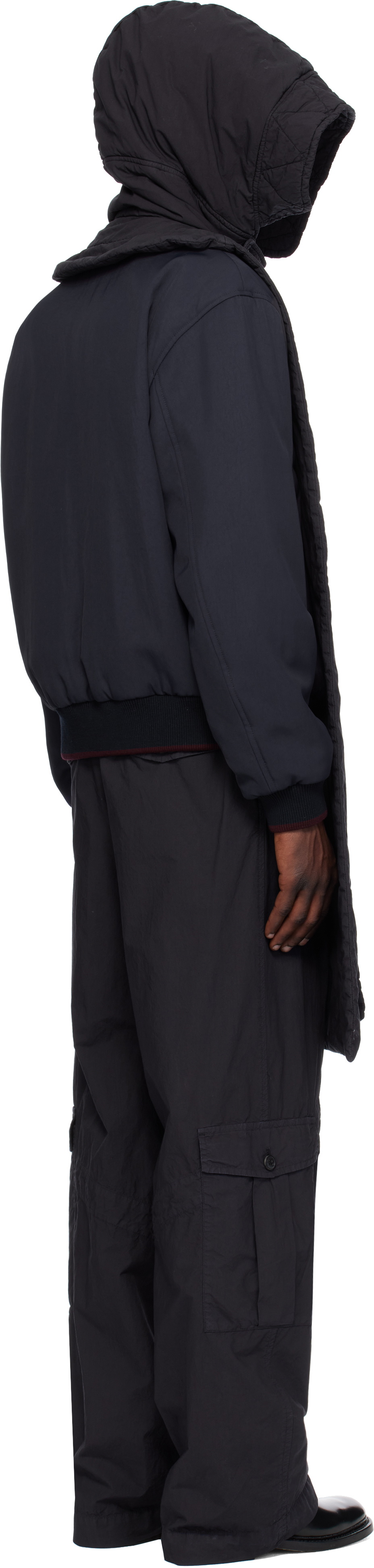 Dries Van Noten Navy Hooded Cotton Vest