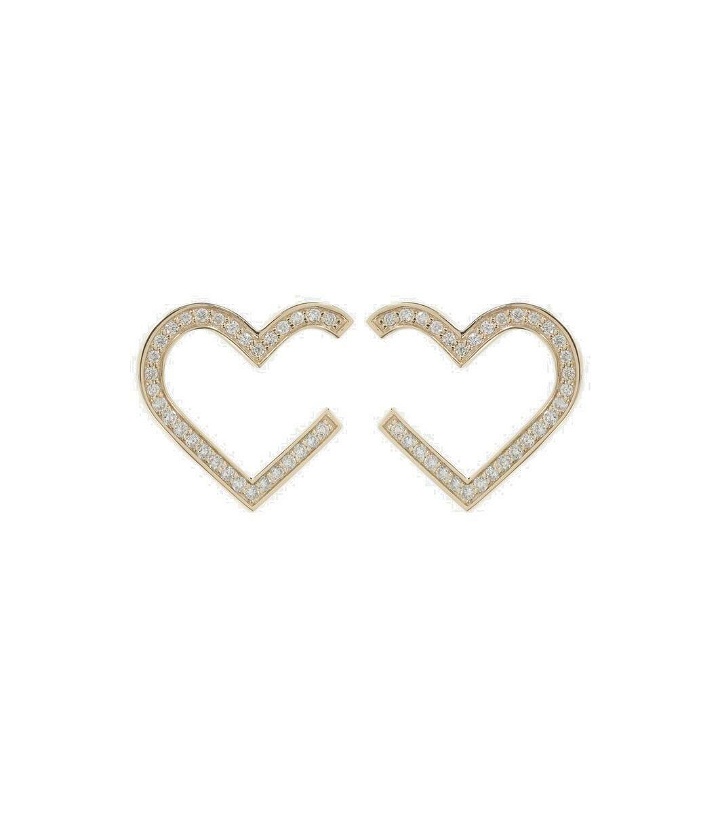 Photo: Sydney Evan Heart 14kt gold hoop earrings with diamonds
