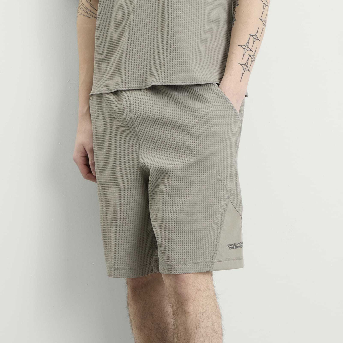 Purple Mountain Observatory Men's Waffle Shorts in Concrete