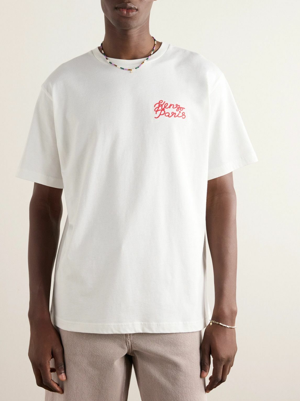 KENZO 刺繍 Tシャツ L ホワイト Kenzo Paris T Shirt Lion Embroidered Size Small White