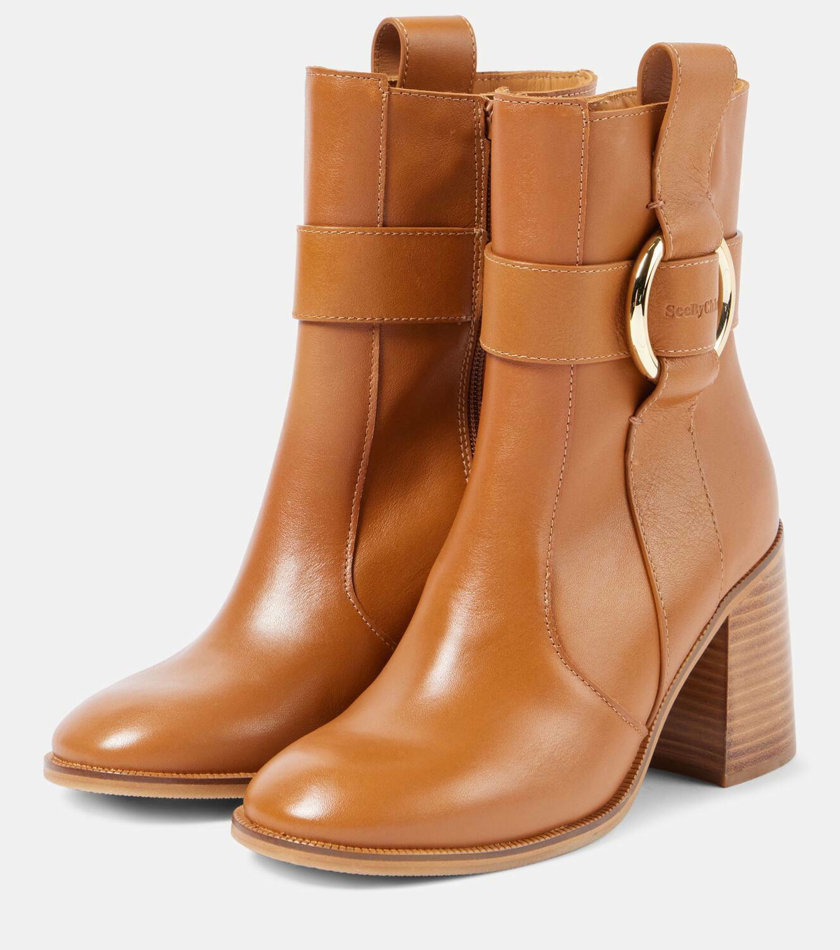 See By Chloé New Ring 80 leather ankle boots