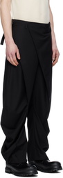 JiyongKim Black Curved Wrap Trousers