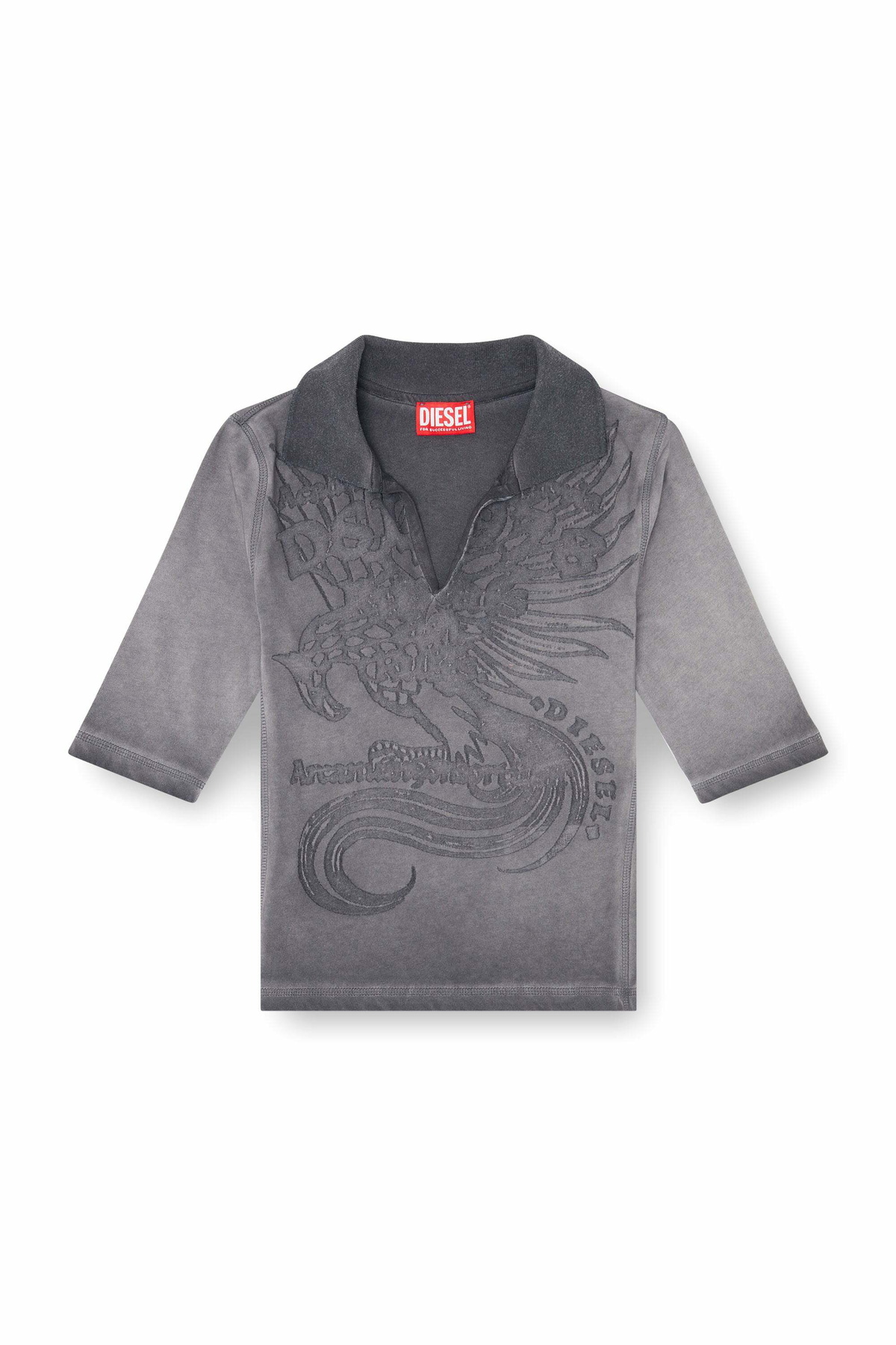 Diesel Slim polo with dévoré print - Polos Womens in Grey