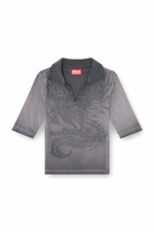 Diesel Slim polo with dévoré print - Polos Womens in Grey