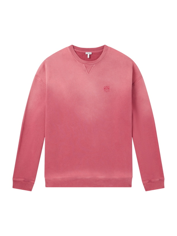 Photo: LOEWE - Anagram-Embroidered Cotton-Jersey Sweatshirt - Red