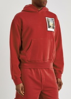 Helmut Lang Postcard Printed Hooded Cotton Sweatshirt Red