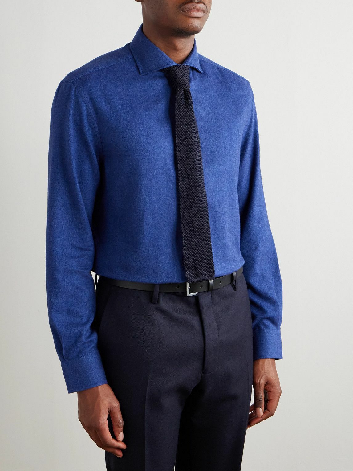 Brunello Cucinelli - Herringbone Cotton and Lyocell-Blend Shirt - Blue