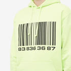 VTMNTS Men's Big Barcode Popover Hoody in Fluo Yellow