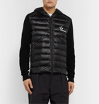 Moncler - Slim-Fit Panelled Waffle-Knit Cotton and Quilted Shell Down Zip-Up Sweater - Black