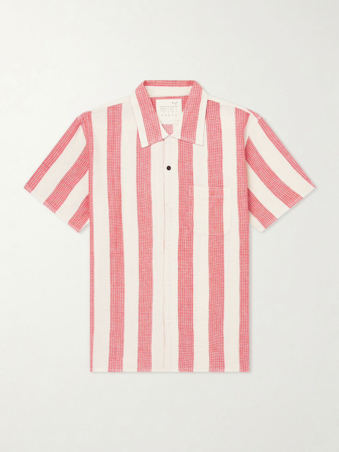 Kardo - Camp-Collar Striped Cotton Shirt - Red