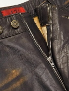 424 - Straight-Leg Leopard-Print Leather Trousers - Black