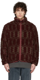 John Elliott Reversible Burgundy & Taupe Polar Fleece Jacket