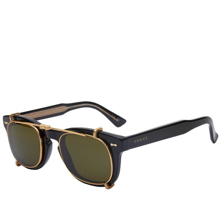 Photo: Gucci Men's Eyewear GG0182S Clip On Sunglasses in Black/Yellow