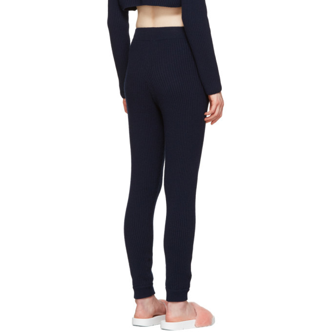Baja East Navy Cashmere Ribbed Lounge Pants