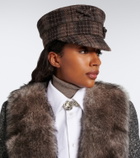 Ruslan Baginskiy Logo checked wool newsboy cap