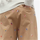 Beams Plus Men's Embroided 2 Pleat Trouser in Khaki
