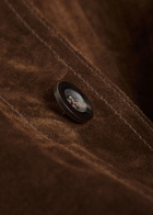 Drake's Chore Patch Pocket Suede Overshirt Brown
