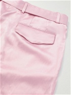 Officine Générale - Nicolas Straight-Leg Belted Satin Suit Trousers - Pink