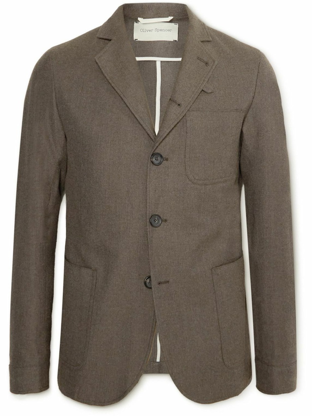 Photo: Oliver Spencer - Solms Unstructured Wool and Cotton-Blend Flannel Blazer - Brown