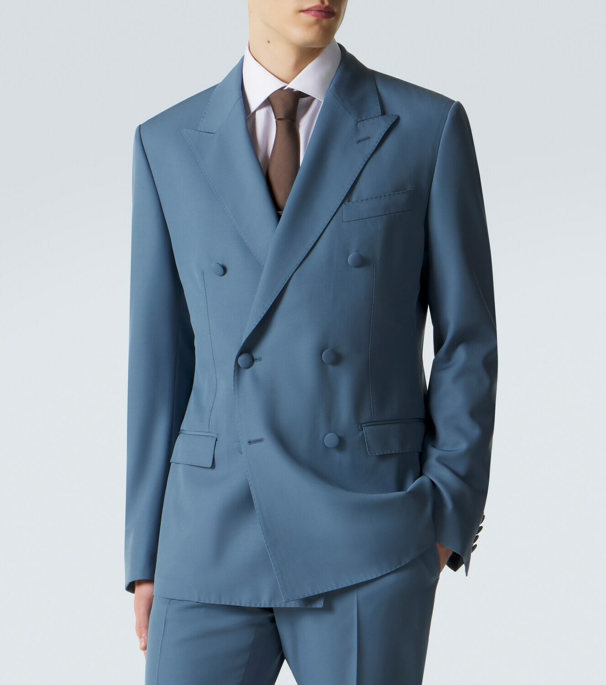 Dolce&Gabbana Double-breasted wool poplin suit jacket