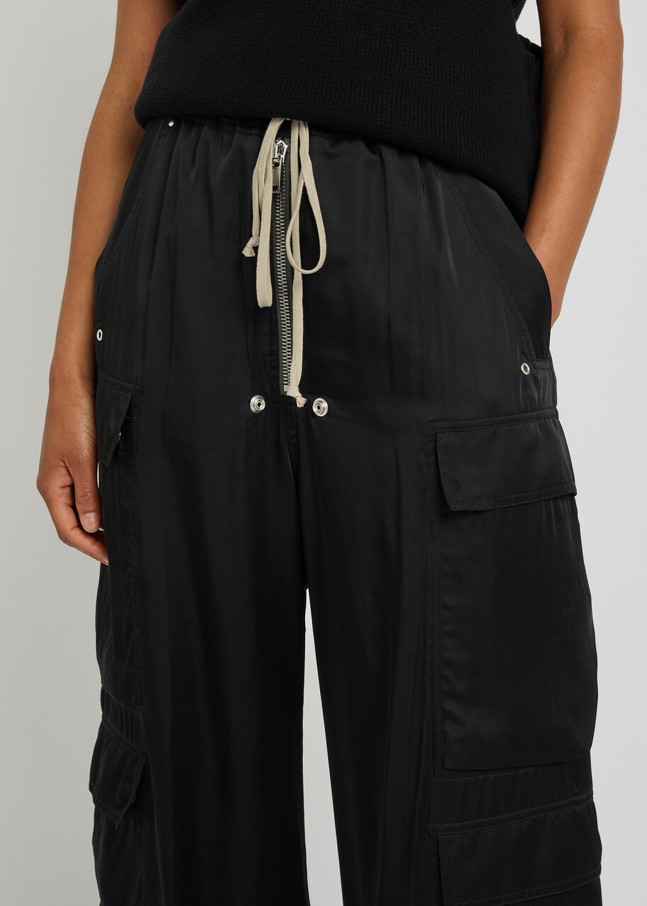 Rick Owens Cargobelas Wide-leg Satin Trousers Black