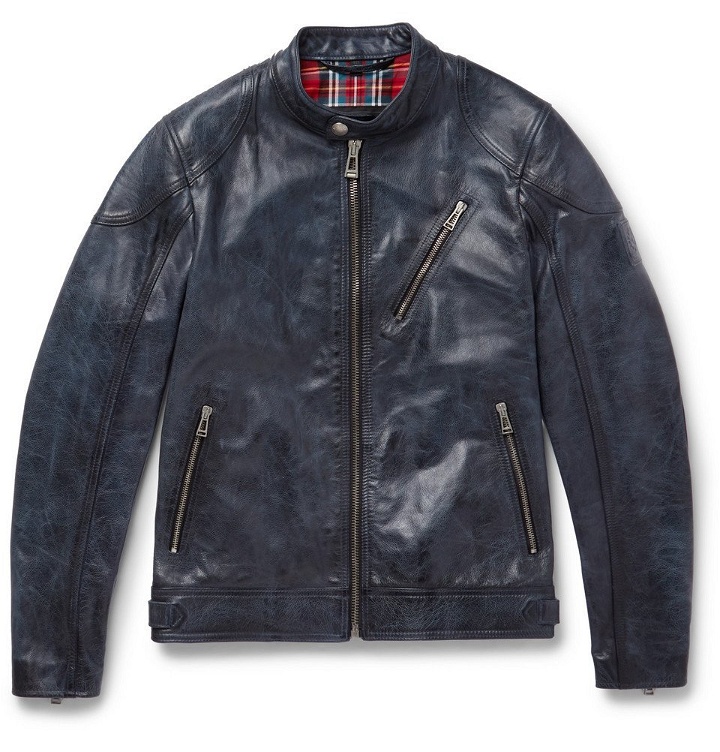 Photo: Belstaff - Maxford 3.0 Burnished-Leather Jacket - Men - Blue