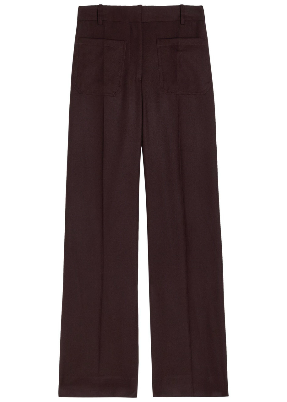 Victoria Beckham Alina Flared-leg Wool Trousers Bordeaux