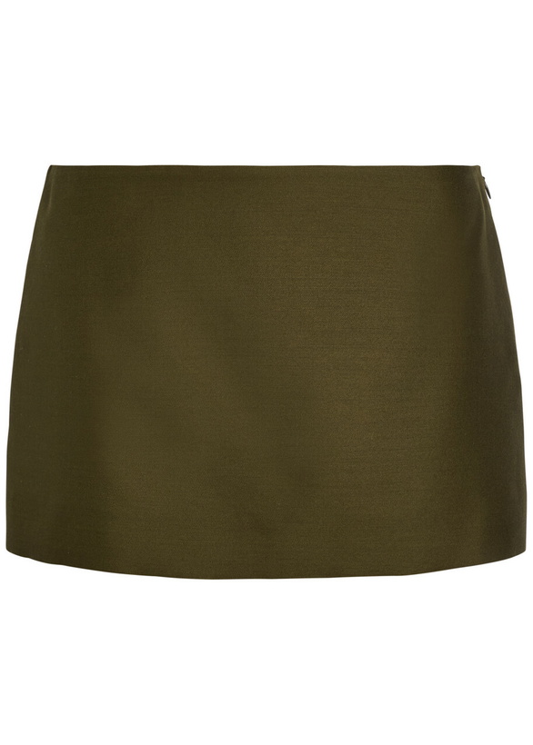 Photo: Khaite Jett Wool and Silk-blend Mini Skirt Khaki