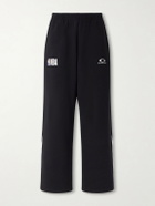 Balenciaga - NBA Wide-Leg Logo-Embroidered Cotton-Jersey Sweatpants - Black