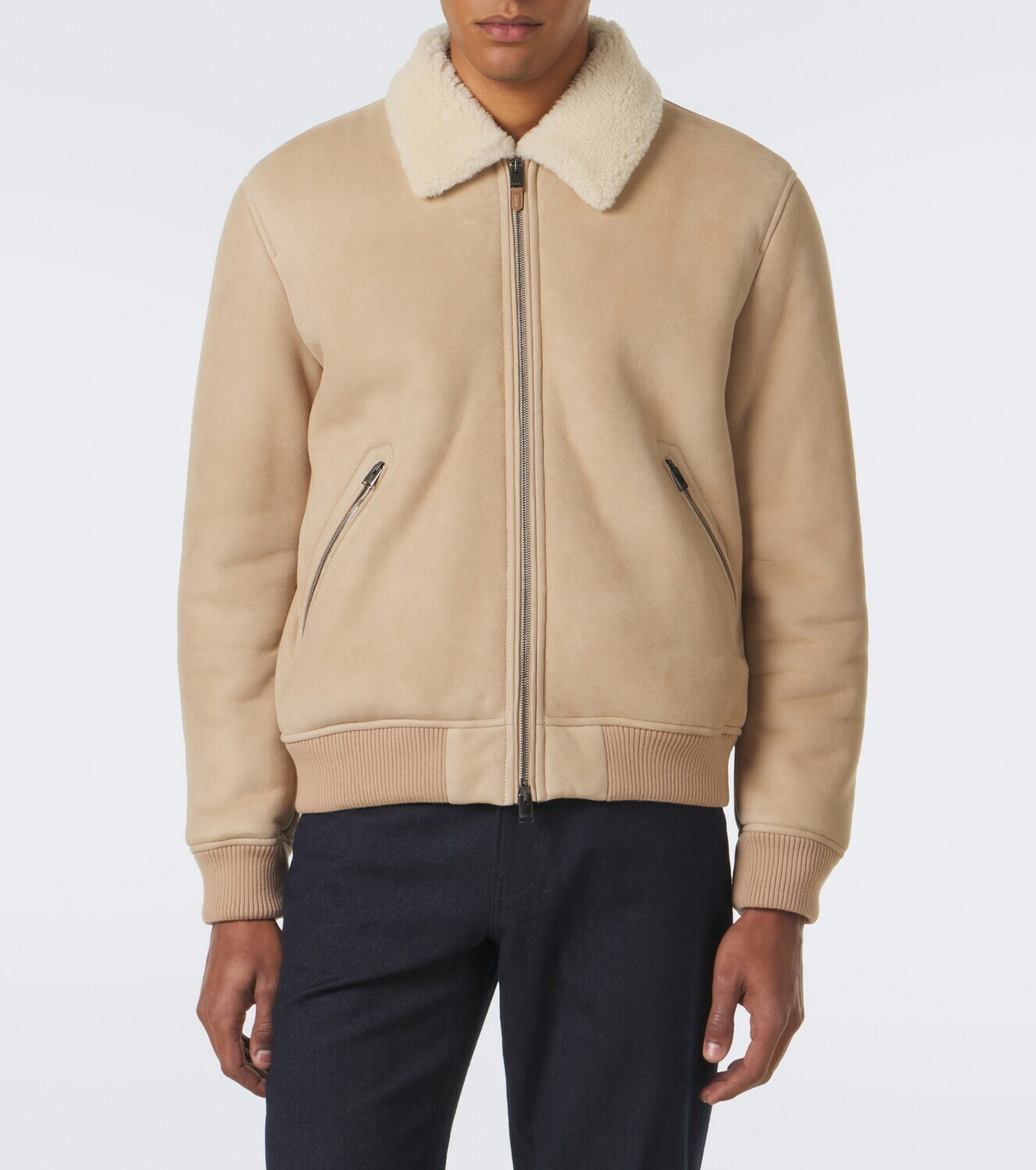 Canali Shearling-trimmed suede blouson jacket