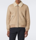 Canali Shearling-trimmed suede blouson jacket