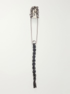Enfants Riches Déprimés - Oversized Safety Pin Leather-Trimmed Sterling Silver Keyring