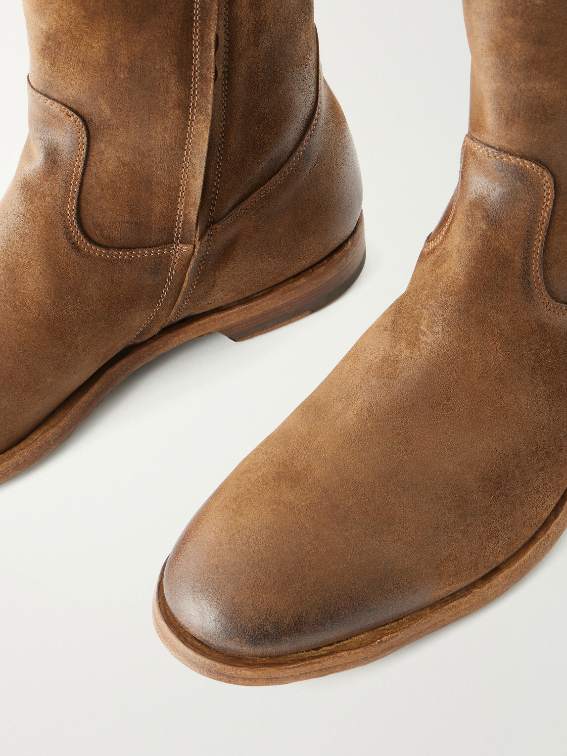 Officine Creative - Waxed-Suede Biker Boots - Brown