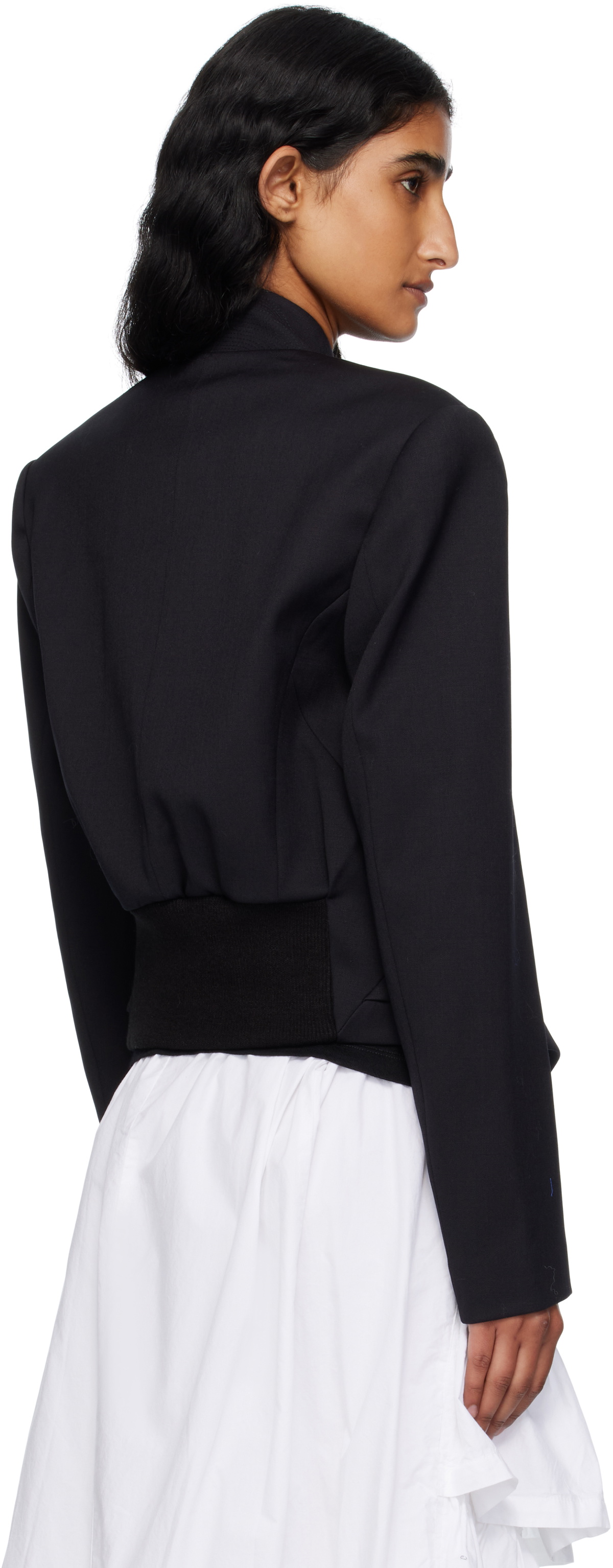 OPEN YY Black Wool Double-Breasted Blazer
