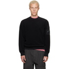 C.P. Company Black Crew Neck Brushed Emerized Diagonal Fleece Sweatshirt