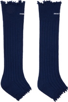 SHUSHU/TONG Navy Embroidered Logo Sandal Socks